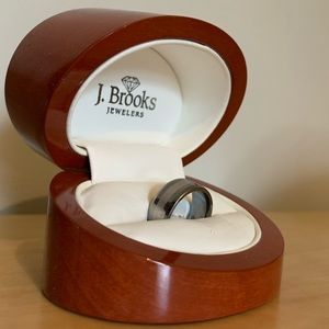 Men’s Tungsten Platinum Inlay Ring Size:10